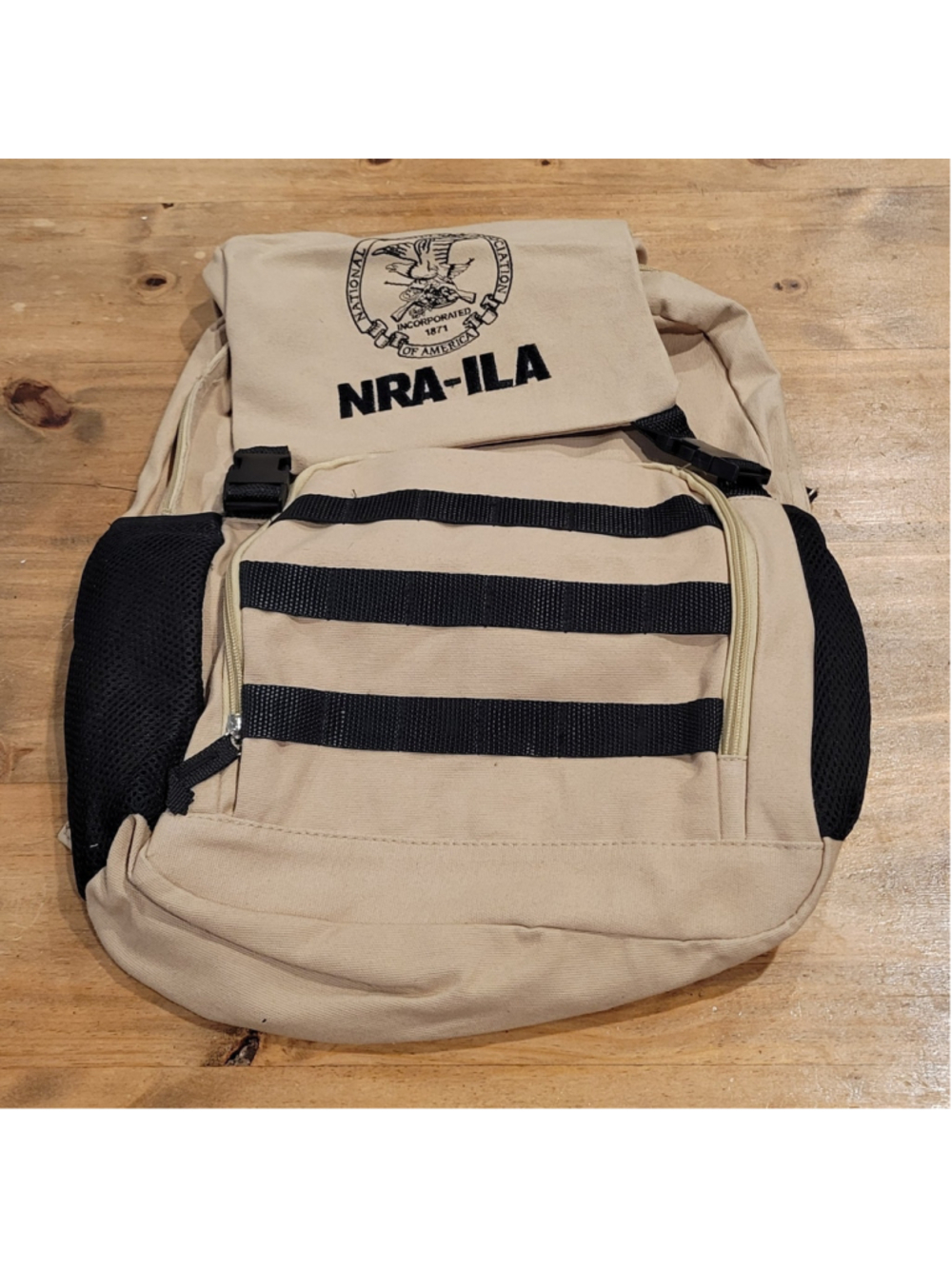 NRA-ILA Tactical Backpack Khaki Tan Embroidered Eagle Logo Range Bag Bug Out Bag